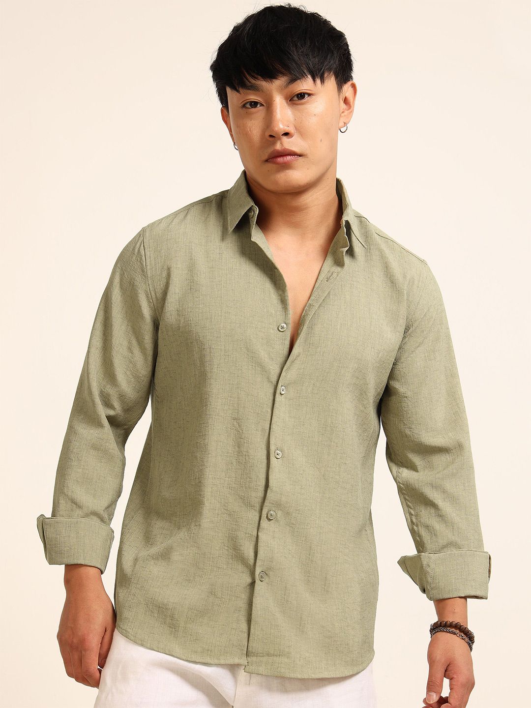 THE BEETEL HOUSE Men Classic Fit Textured Spread Collar Casual Shirt-picture-20