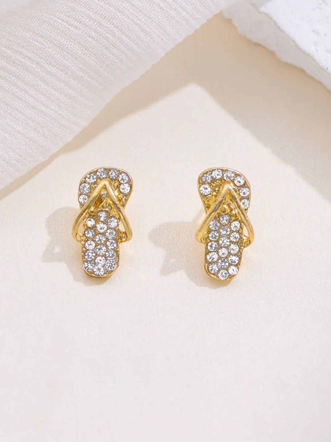 FIMBUL Gold-Plated Rhinestone Studded Quirky Studs-picture-37