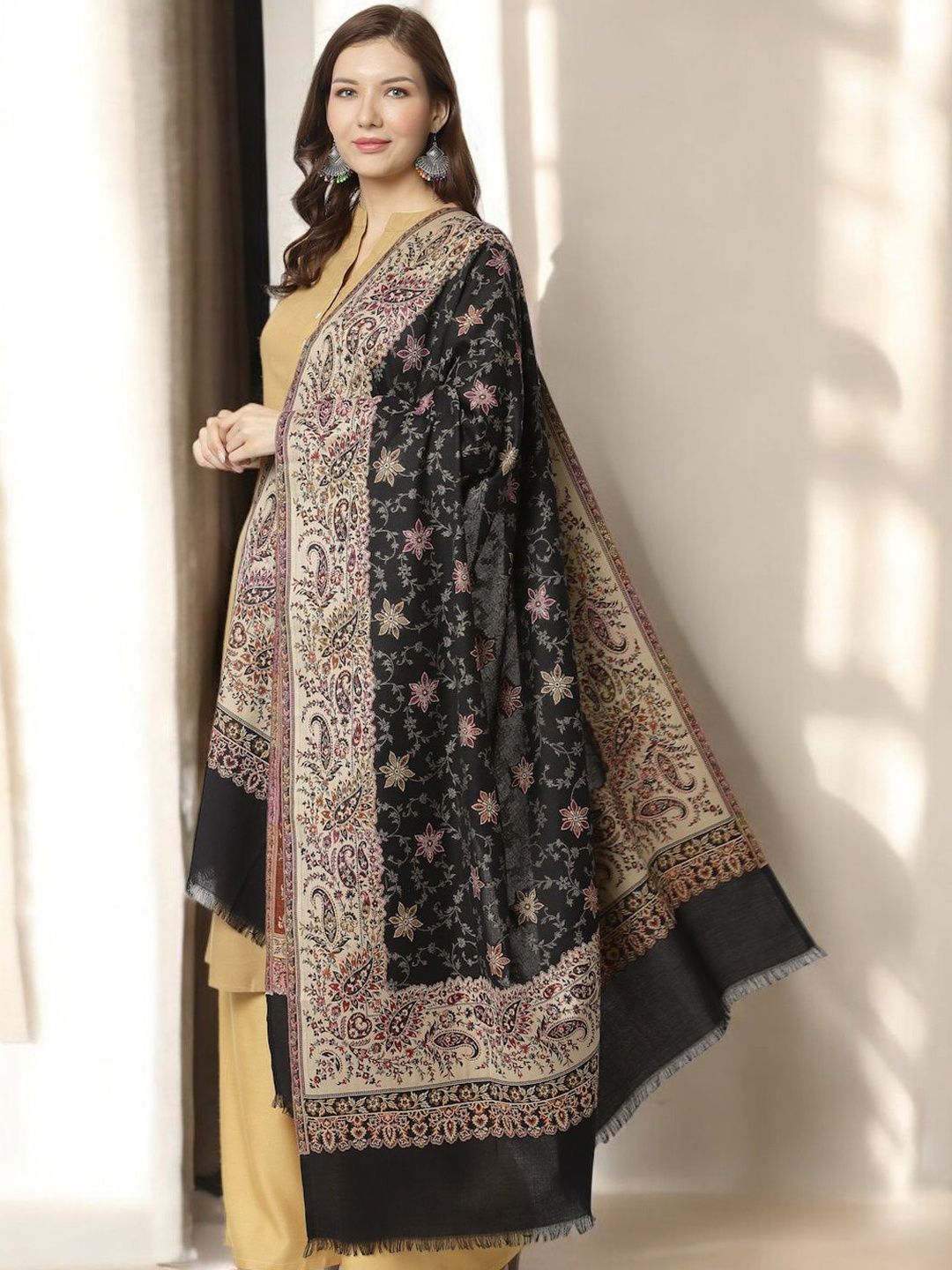 WEAVERS VILLA Women Floral Woven Design Shawl-picture-35