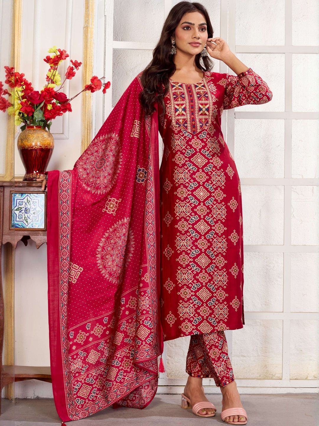 Moda Rapido Women Ethnic Motifs Printed Kurta with Trousers & Dupatta-picture-34