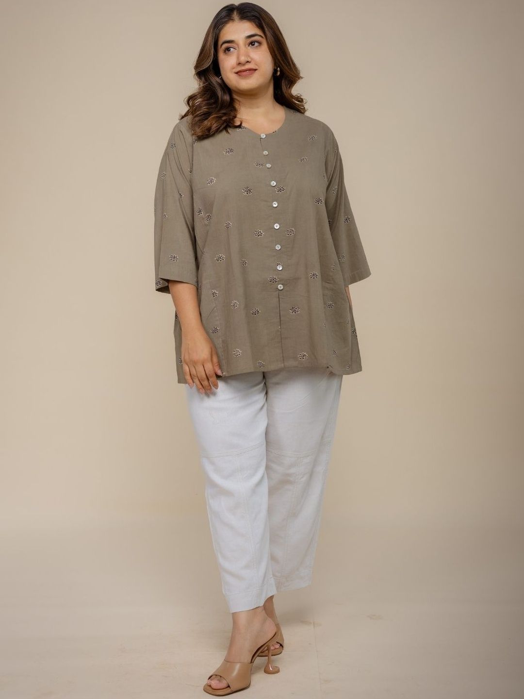 THE INDIAN ETHNIC CO Floral Print Ethnic Cotton Top-picture-13