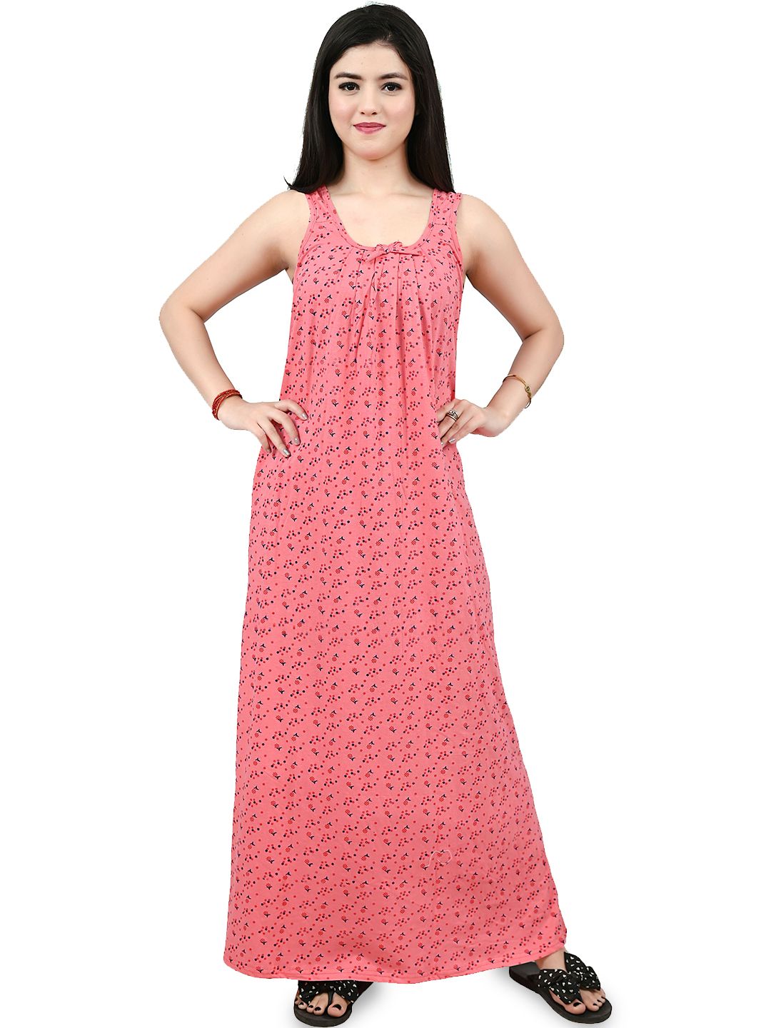 MIAVII CREATION Women Printed Round Neck Sleeveless Maxi Nightdress-picture-28