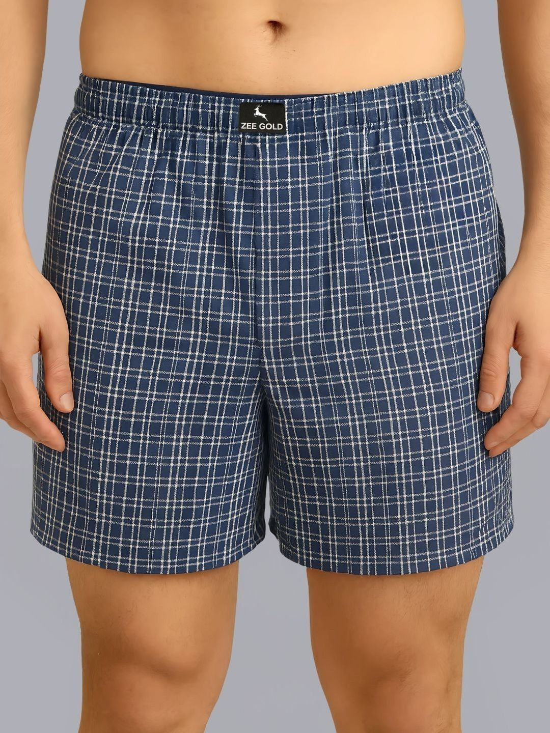Zee Gold Checked Cotton Boxer-image-4