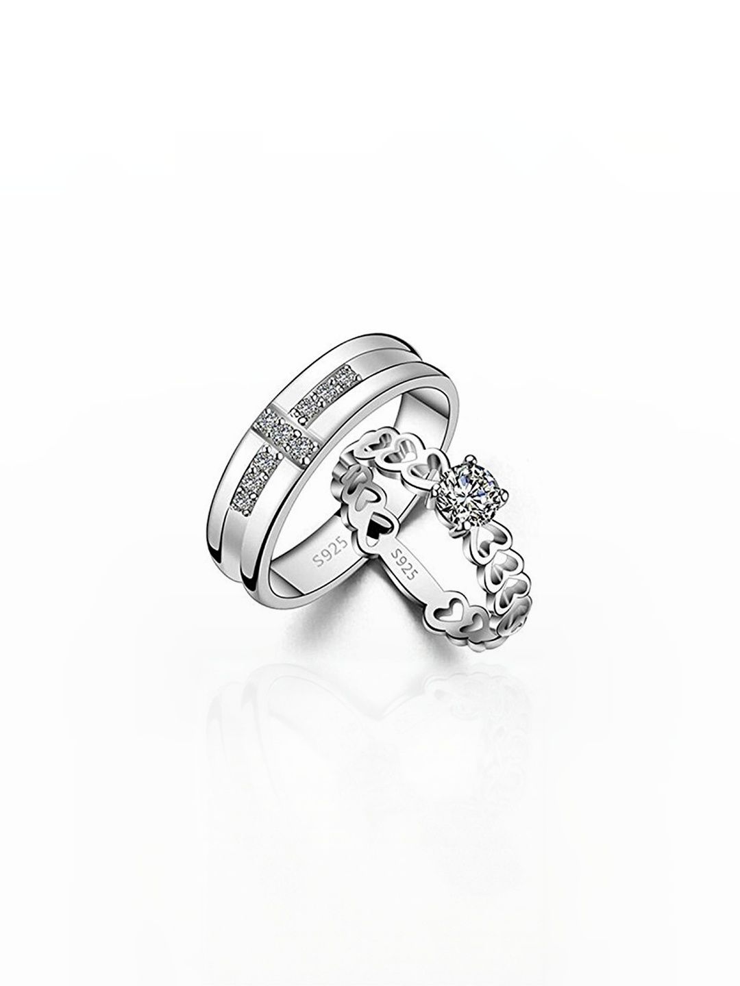 Teeragaj Set Of 2 cubic zirconia Stone-Studded Adjustable Finger Ring-image-7