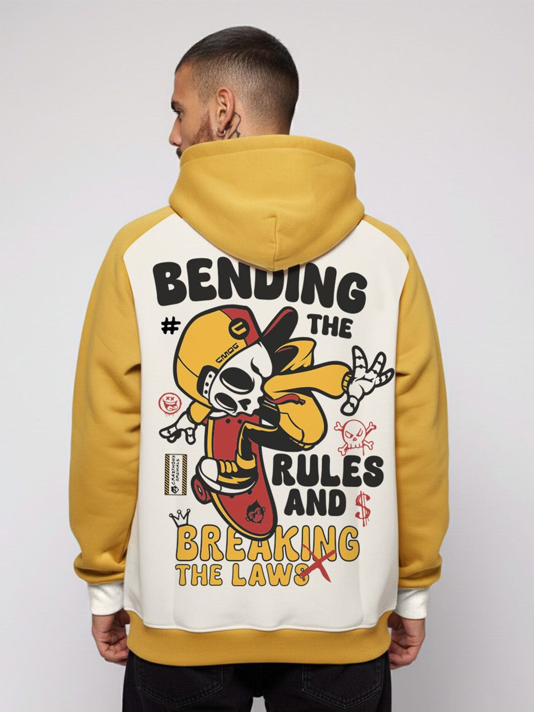 Crazymonk Men Graphic Printed Oversized Hooded Sweatshirt-picture-33