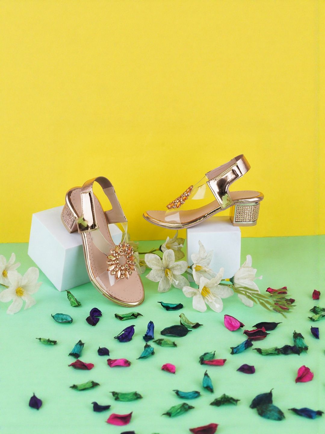 BAESD Girls Embellished Party Block Mules