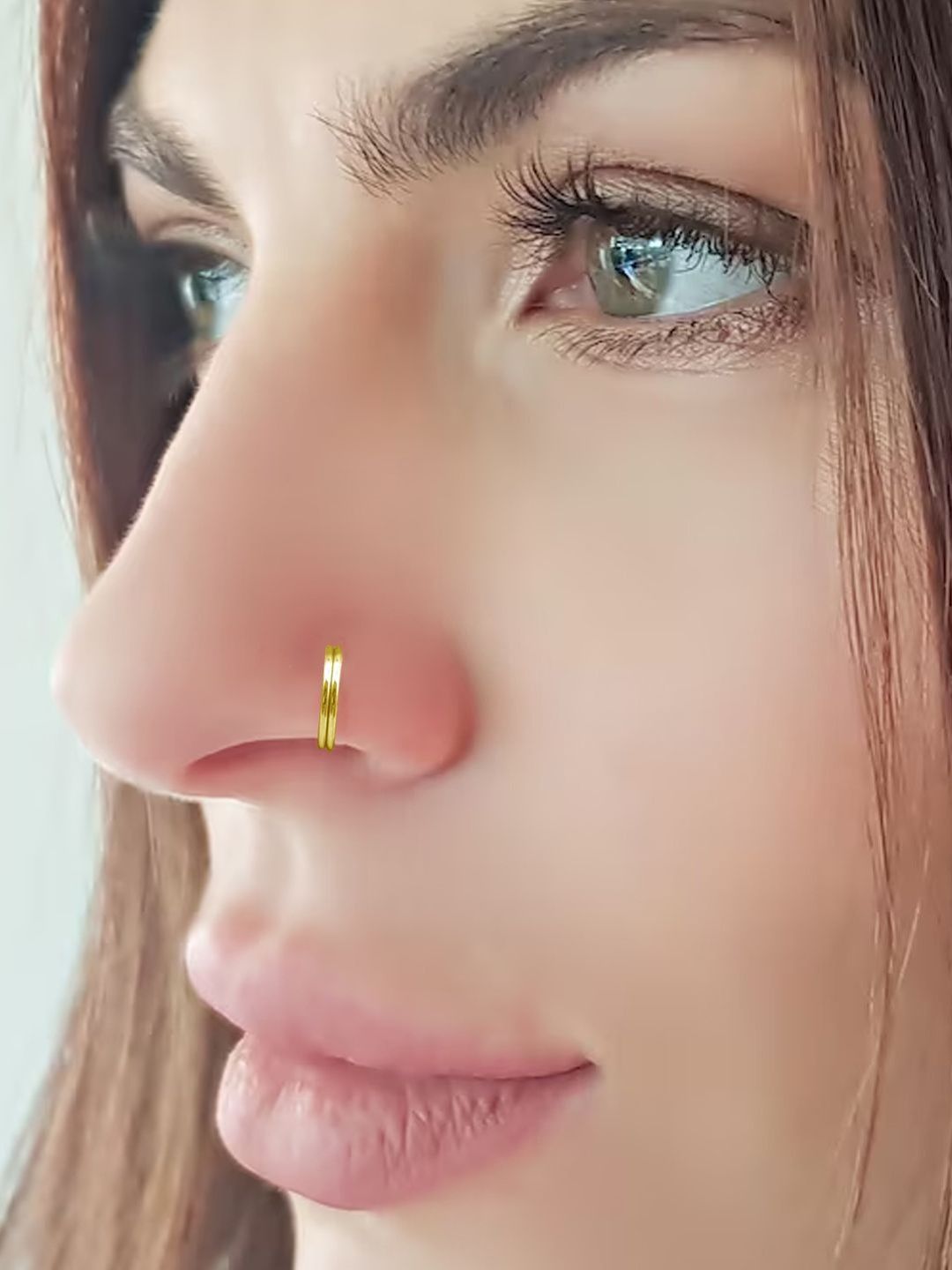 Sangria Double Ring Design Brass Piercing Nose Ring-image-16
