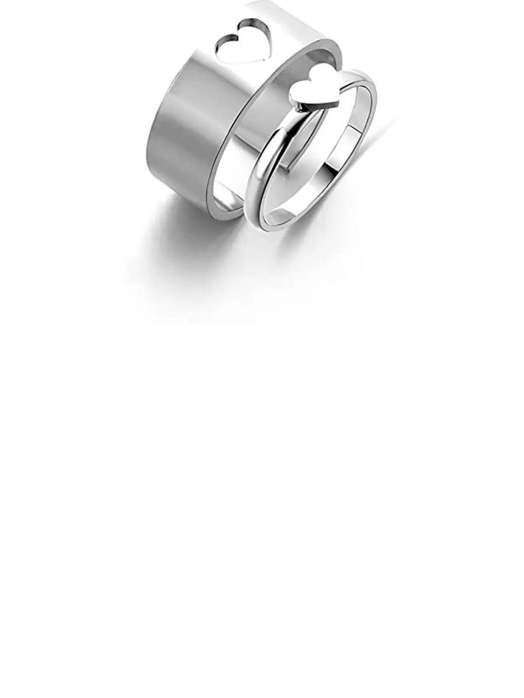 Teeragaj Set Of 2 Sterling Silver Heart Couple Adjustable Finger Ring-picture-34