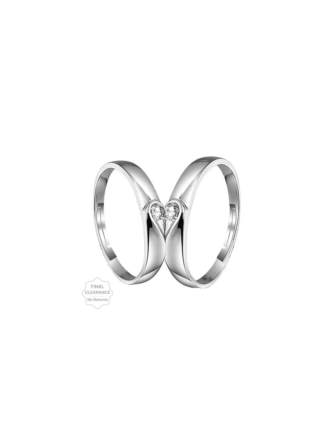 J.S ENTERPRISES Unisex Set of 2 Stainless Steel Artificial Stones Studded Finger Rings-picture-41