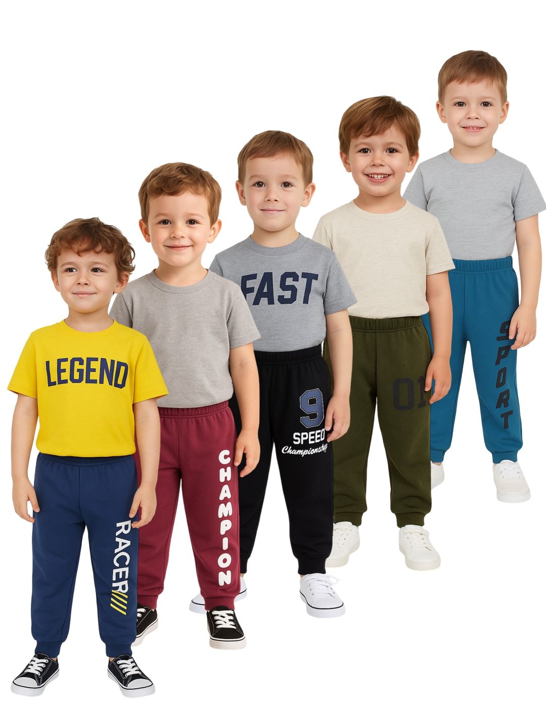 YK Kids Pack Of 5 Printed Mid-Rise Joggers-picture-12