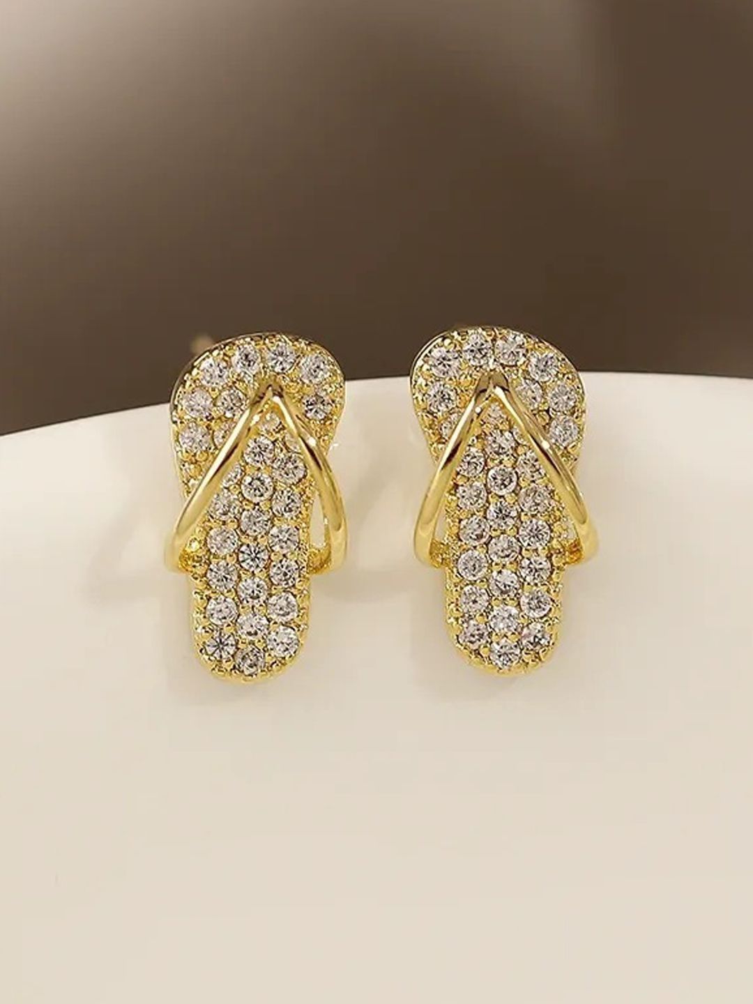 FIMBUL Gold-Plated Rhinestone Studded Quirky Studs-picture-34