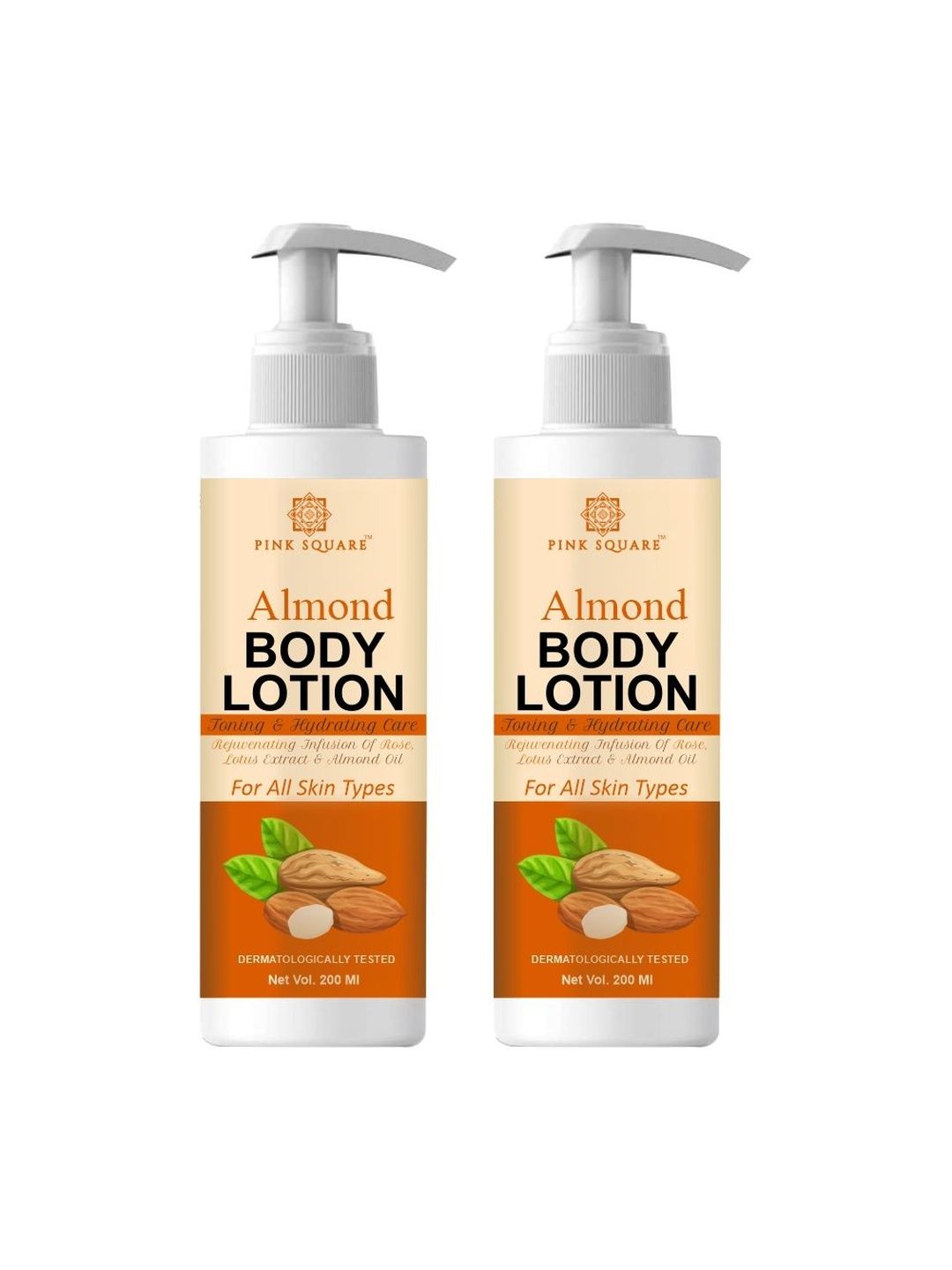 Pink Square Set Of 2 Almond Body Lotion For Skin Brightening & Hydrating - 200 ml Each-image-20