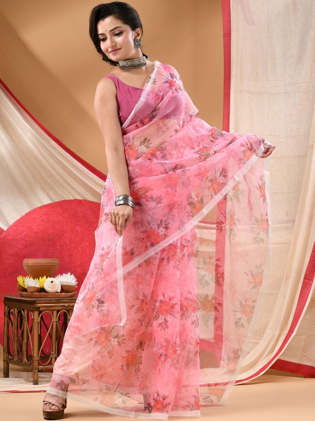 DESH BIDESH Floral Organza Saree-picture-24