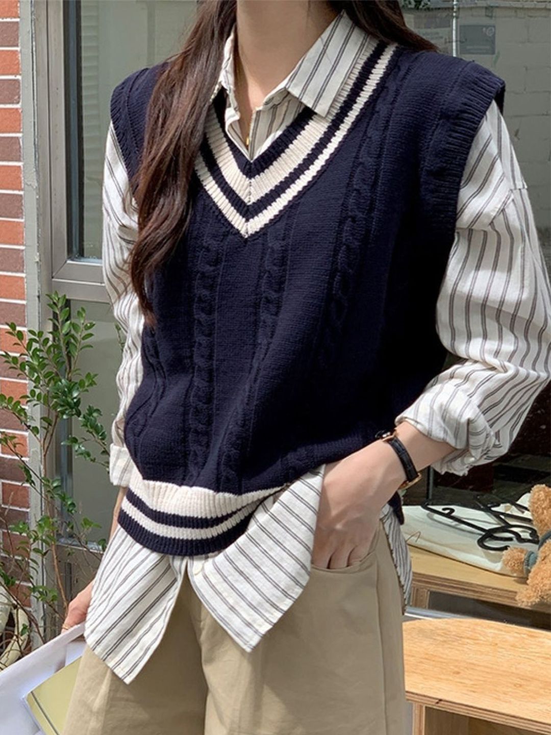 StyleCast Women Striped Sweater Vest-picture-27