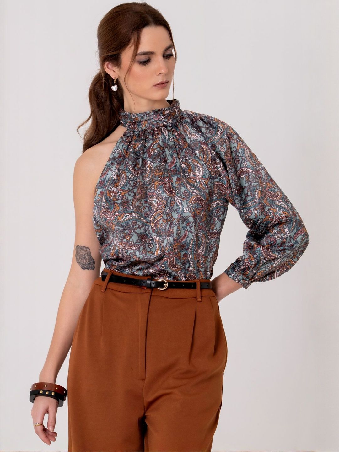 Zenava by Myntra Print Ethnic Satin Top-image-14