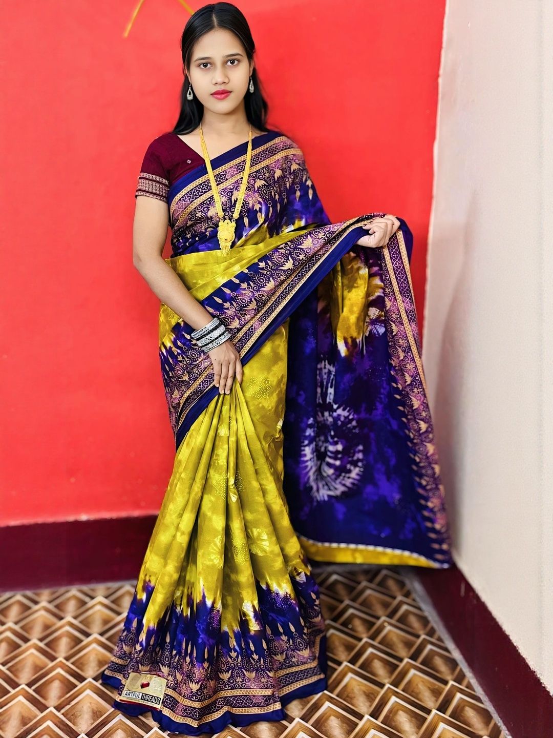 ARTFUL THREADS Tie and Dye Pure Cotton Sambalpuri Saree-image-33