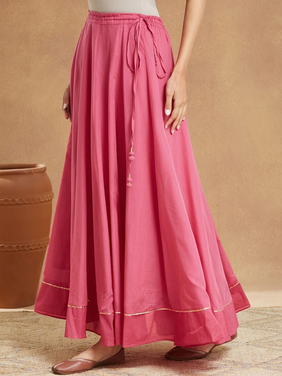 Fabindia Women Solid Casual Flared Maxi Flared Skirt