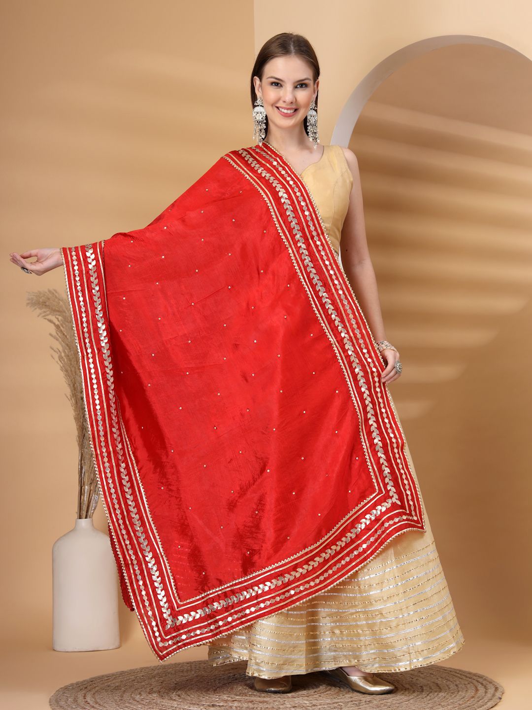 Clora Creation Floral Embroidered Gotta Patti Dupatta-picture-28