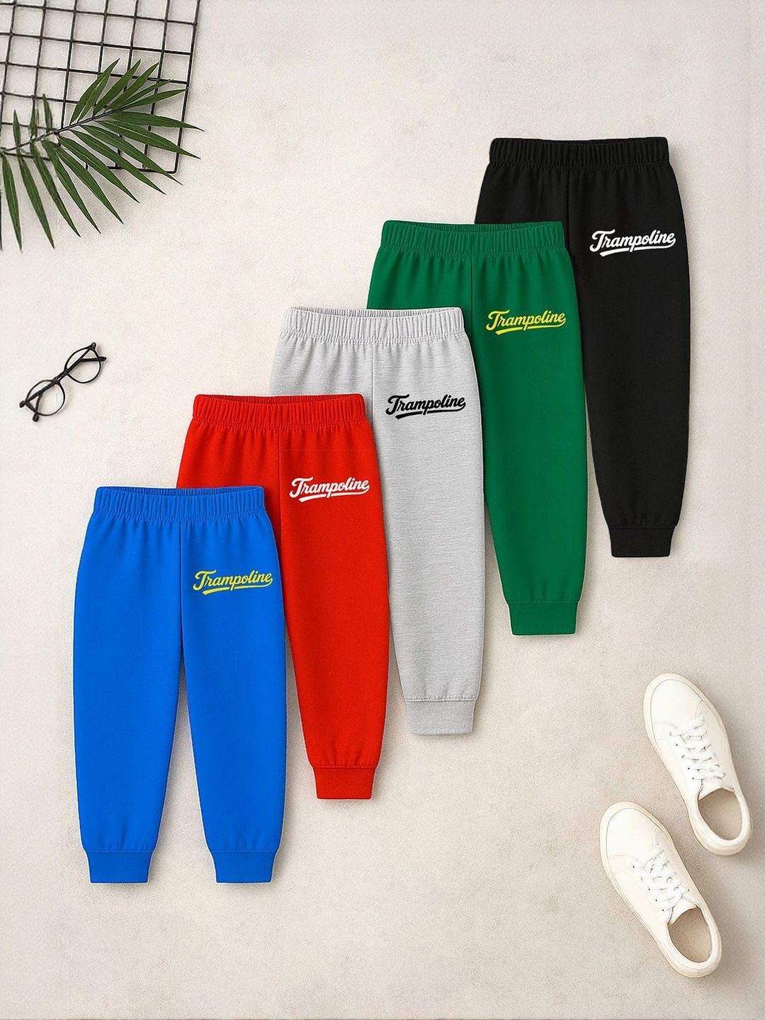 YK X Trampoline Kids Pack Of 5 Printed Lounge Joggers-image-16