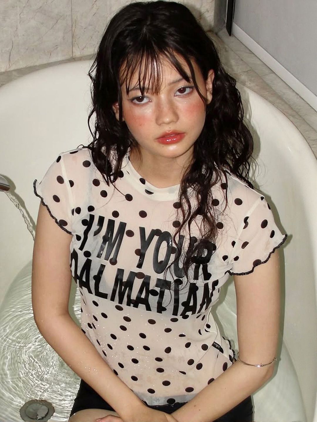 LULU & SKY Polka Dot Printed Sheer Top-picture-24