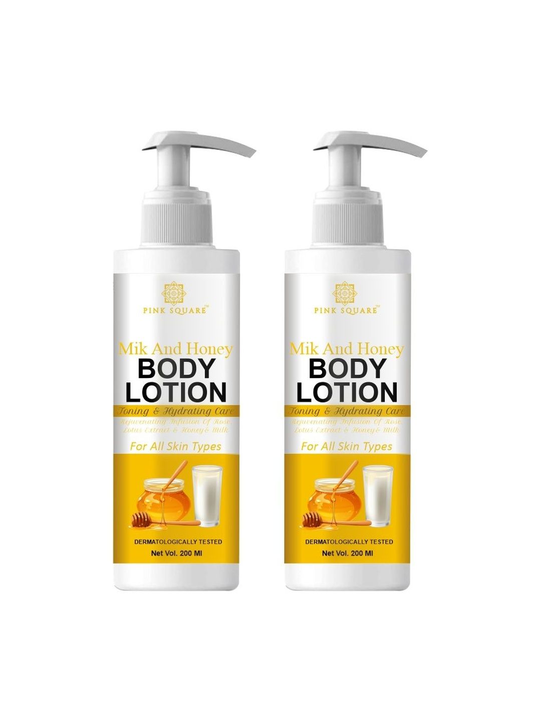 Pink Square Set Of 2 Milk & Honey Body Lotion For Skin Moisturizing - 200 ml Each-image-29