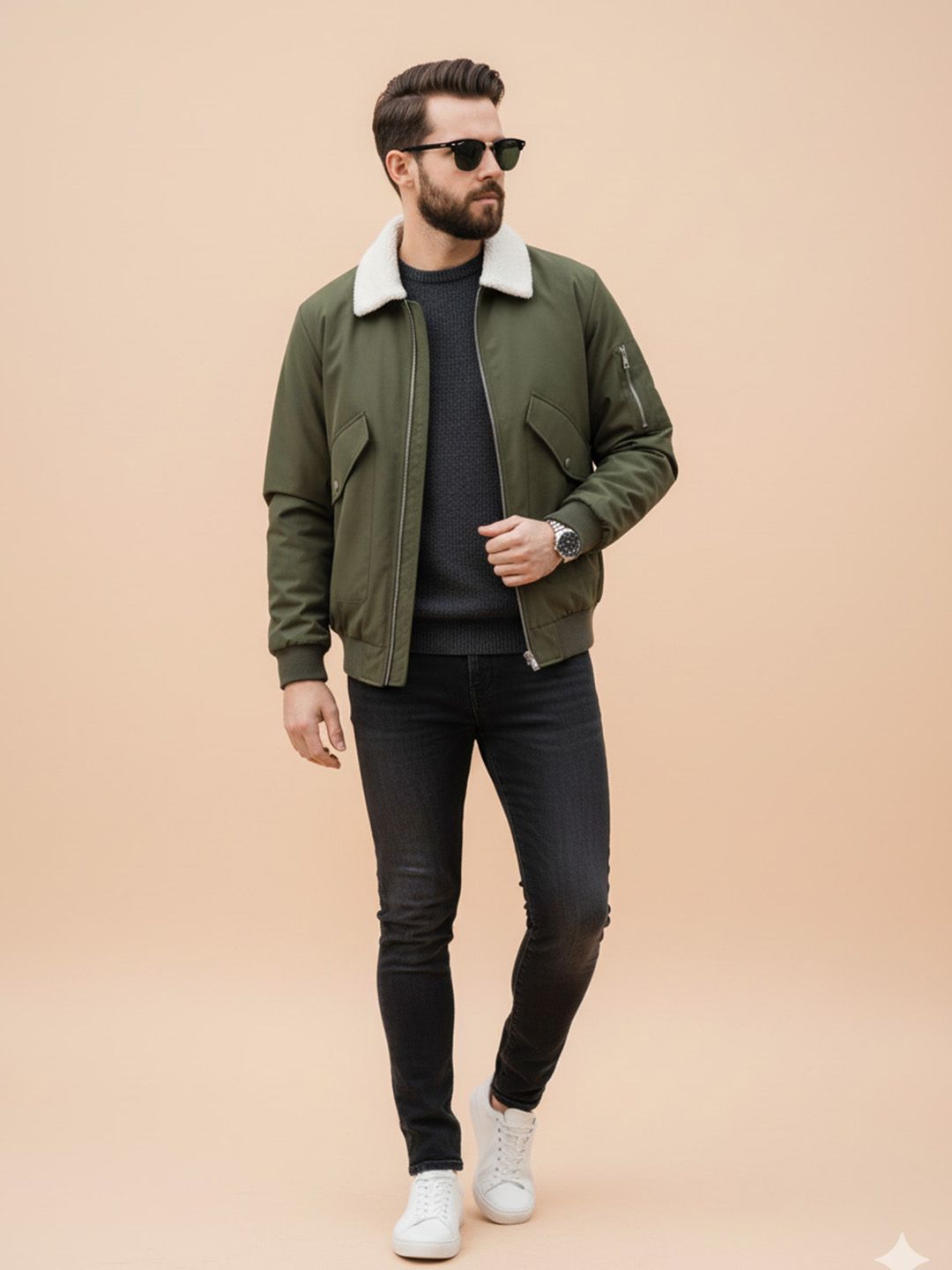 Here&Now Men Green Solid Long Sleeves Spread Collar Causal Regular Puffer Jacket-picture-35