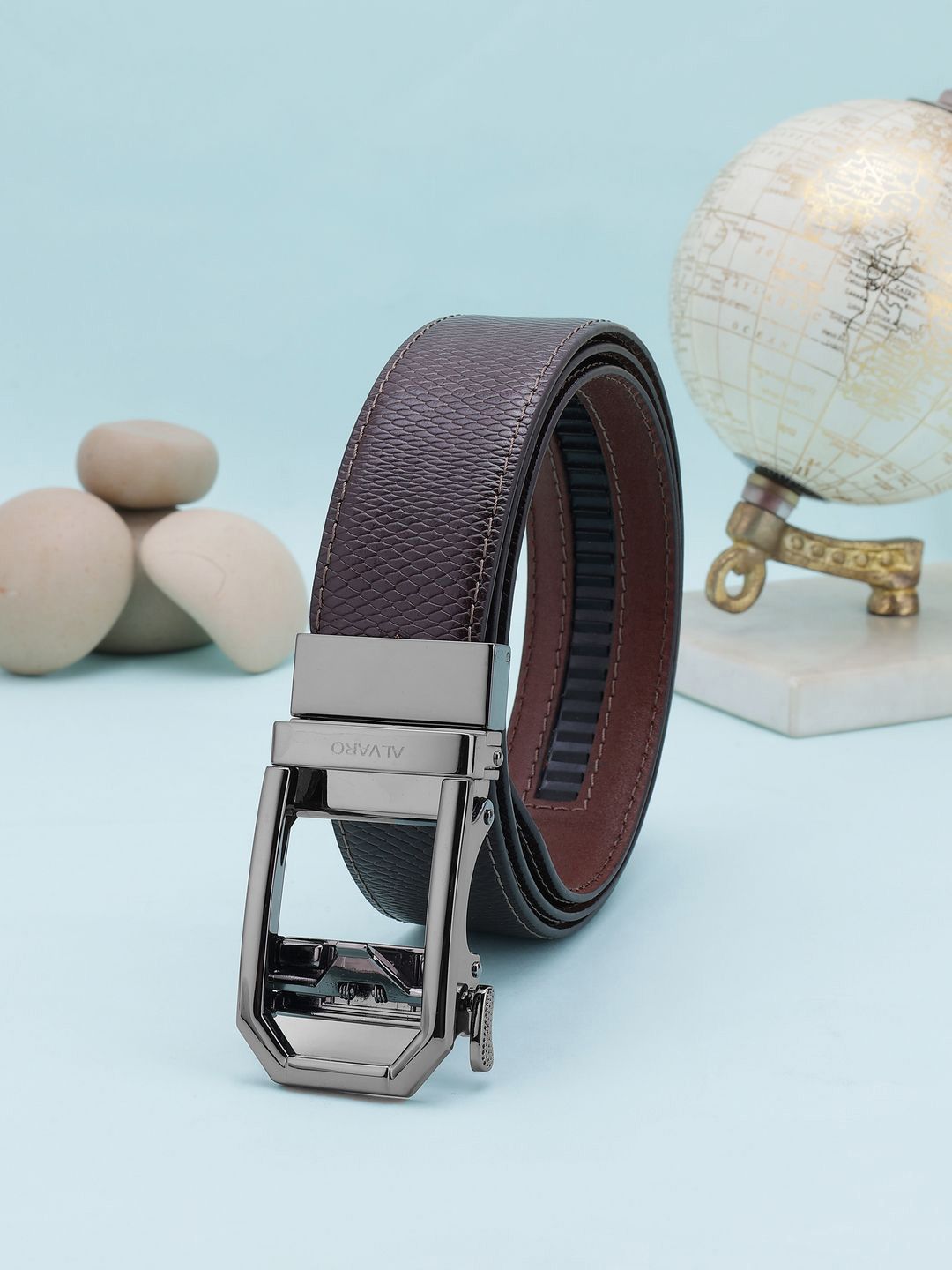 Alvaro Castagnino Men Textured Leather Formal Belt-picture-36