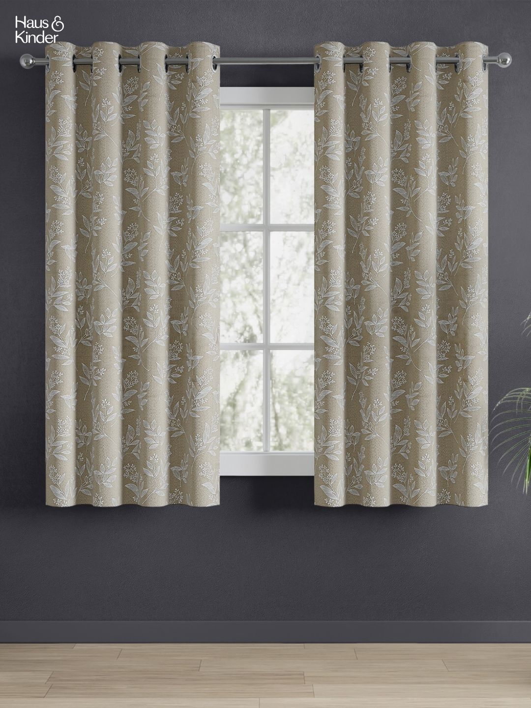 haus & kinder Signature Ashwood Bloom Grey Jacquard 2 Pcs Room Darkening Window Curtains-picture-44