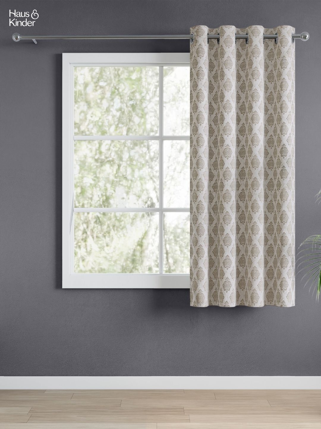 haus & kinder Signature Stonehaven Damask Grey Jacquard Room Darkening Window Curtain-picture-26