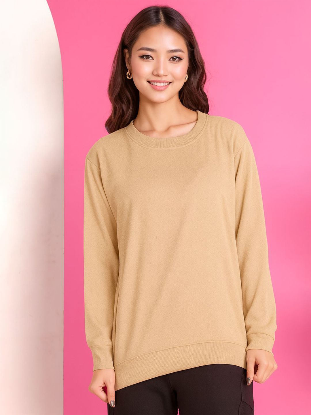 MACK JONNEY Women Solid Regular Fit Fleece Pullover Sweatshirt-picture-31