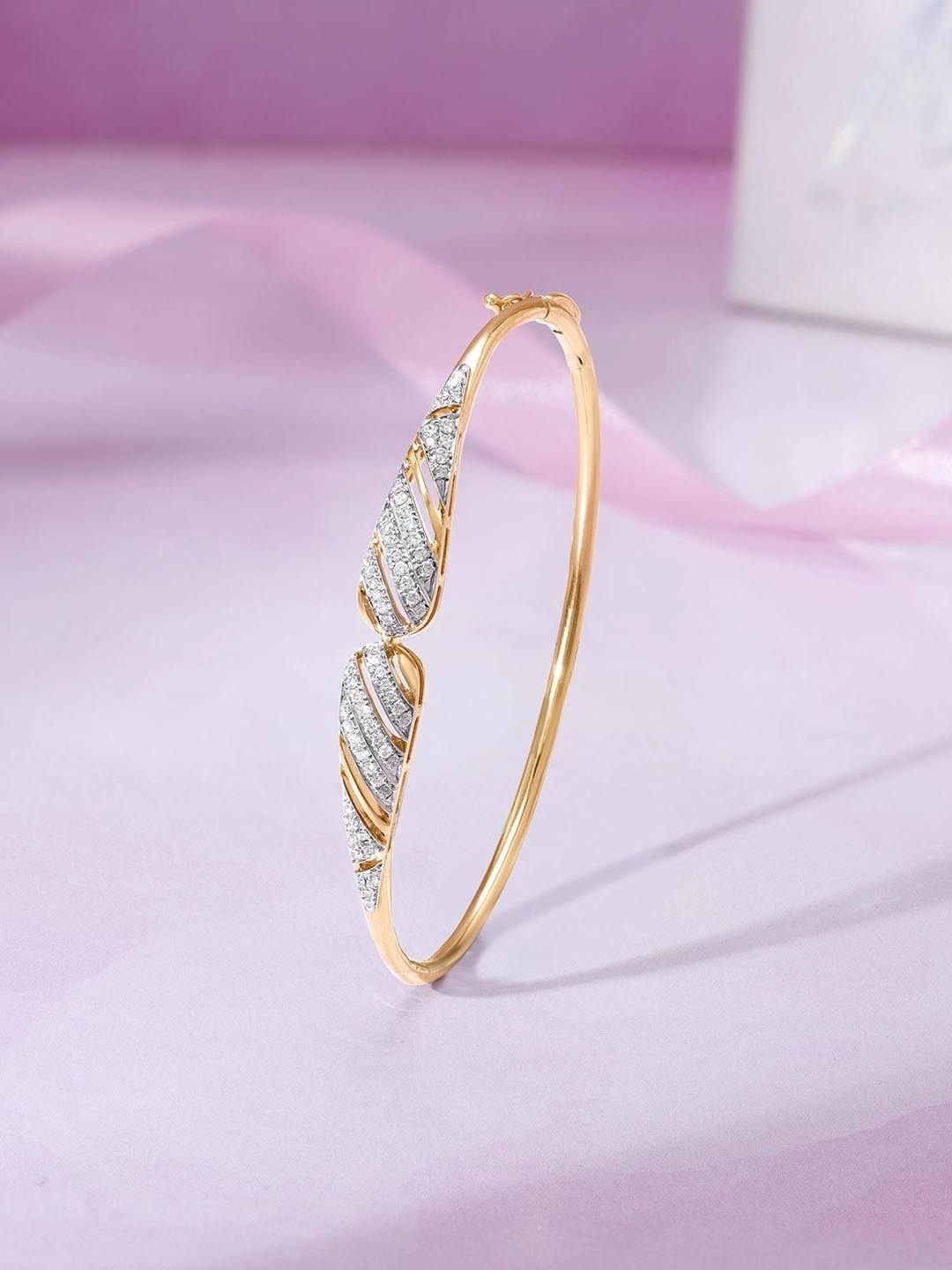Mia by Tanishq 14 Kt Gold Graceful Drift Diamond Bangle - 7.648 g-picture-35