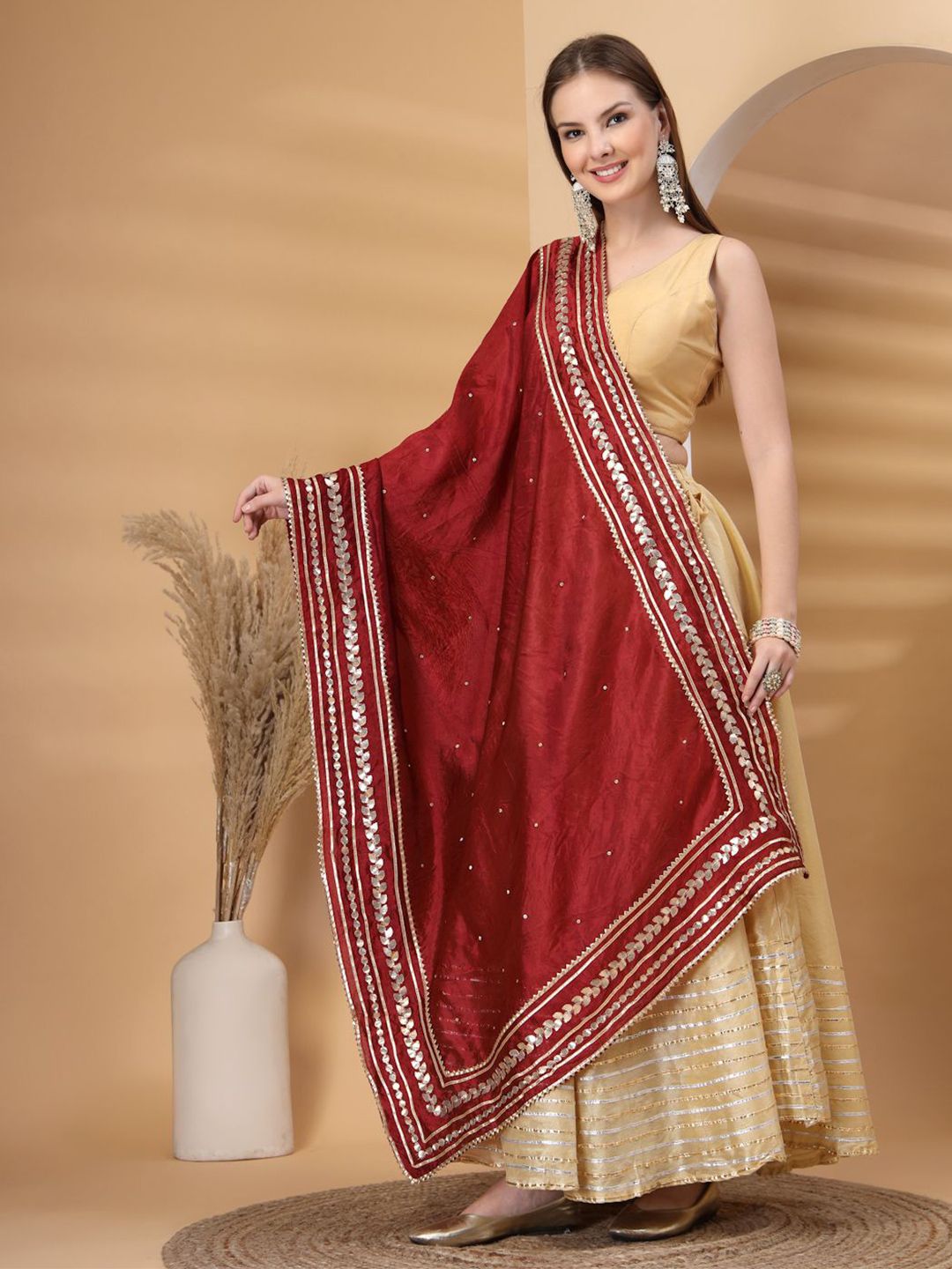 Clora Creation Floral Embroidered Gotta Patti Dupatta-picture-49