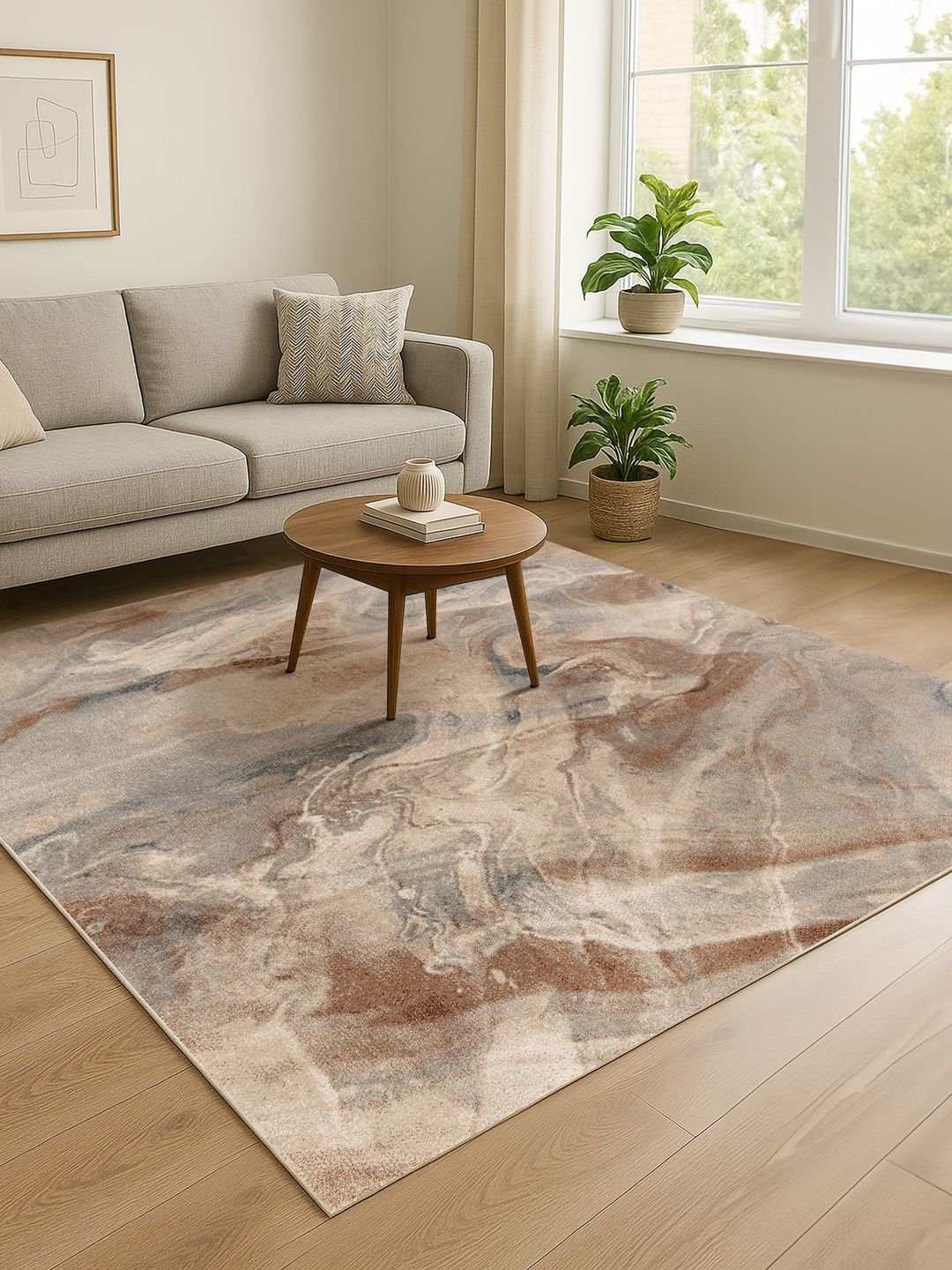 OBSESSIONS Rust Abstract Printed Traditional Carpet-picture-15