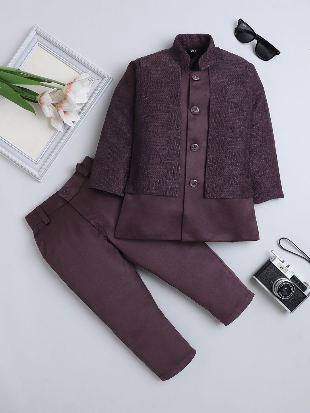 BAESD Self Design Mandarin Collar Sherwani Set-picture-24