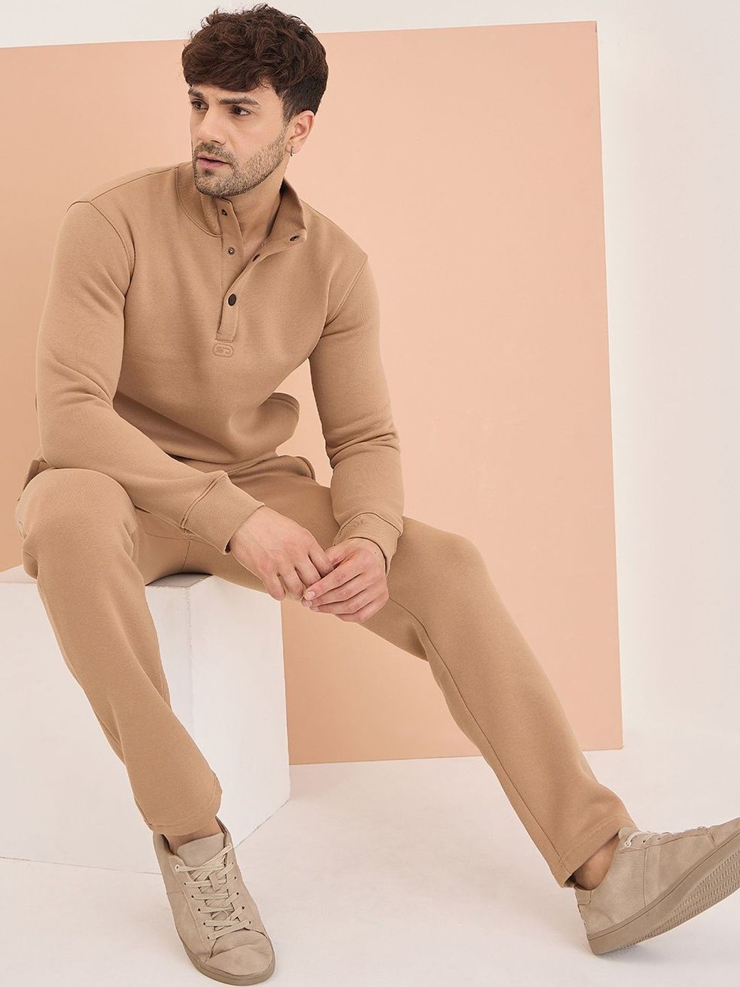 Sweet Dreams Men Solid Mock Collar Long Sleeves Mid-Rise Tracksuits-picture-33
