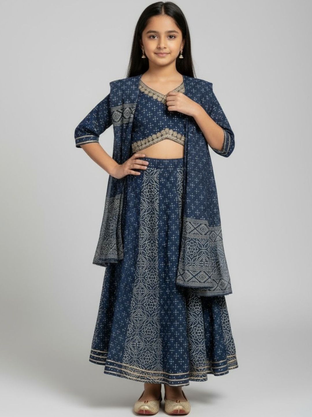 Biglilpeople Girls Printed Ready to Wear Lehenga & Blouse With Dupatta-picture-30