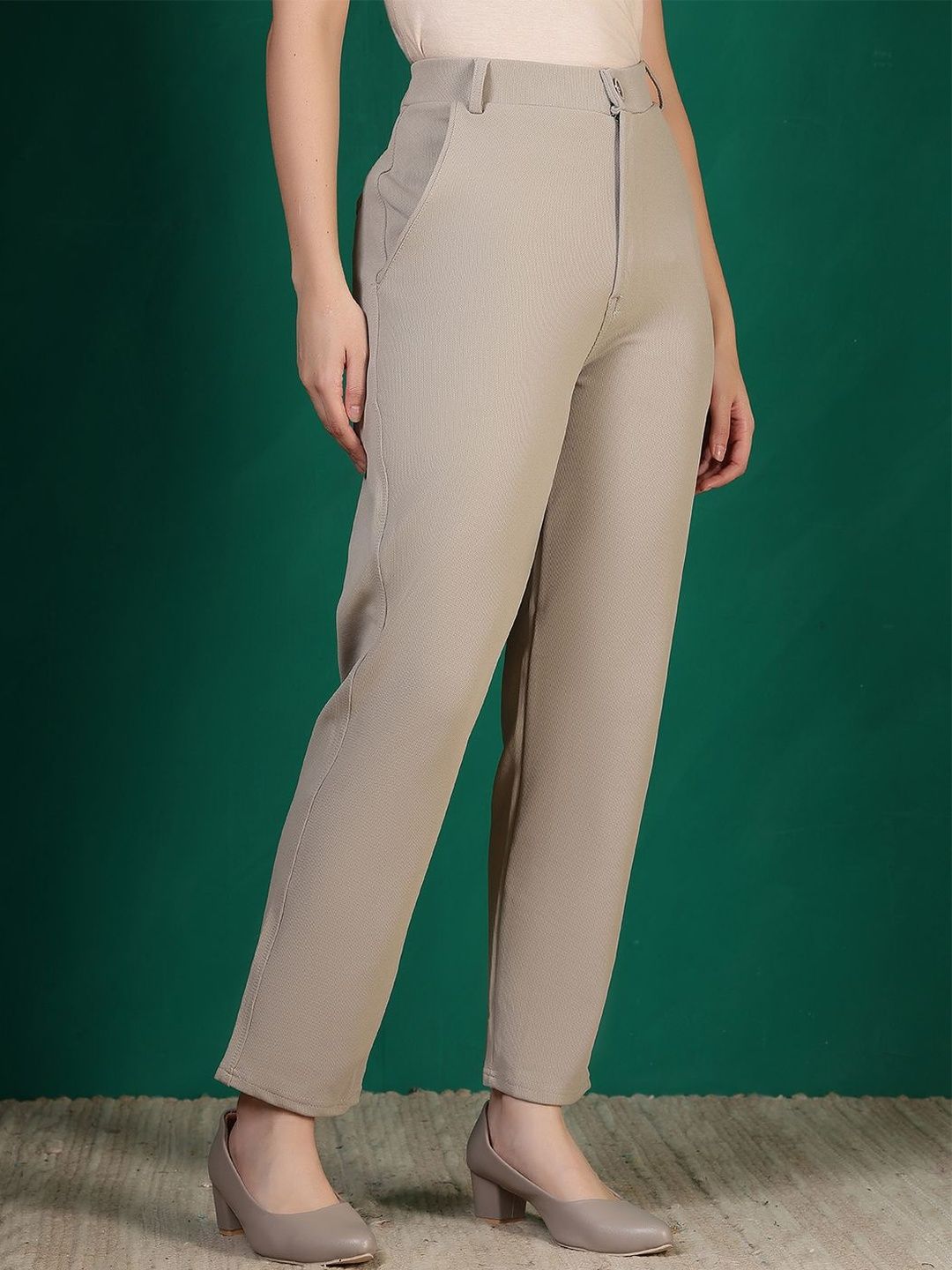 All About You Formals Women Slim Fit High-Rise Wrinkle Free Trousers-picture-58
