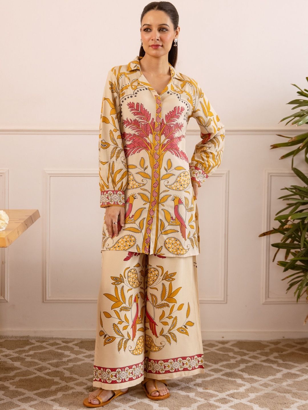 KALINI Printed Shirt Collar Neck Shirt With Palazzos-picture-24