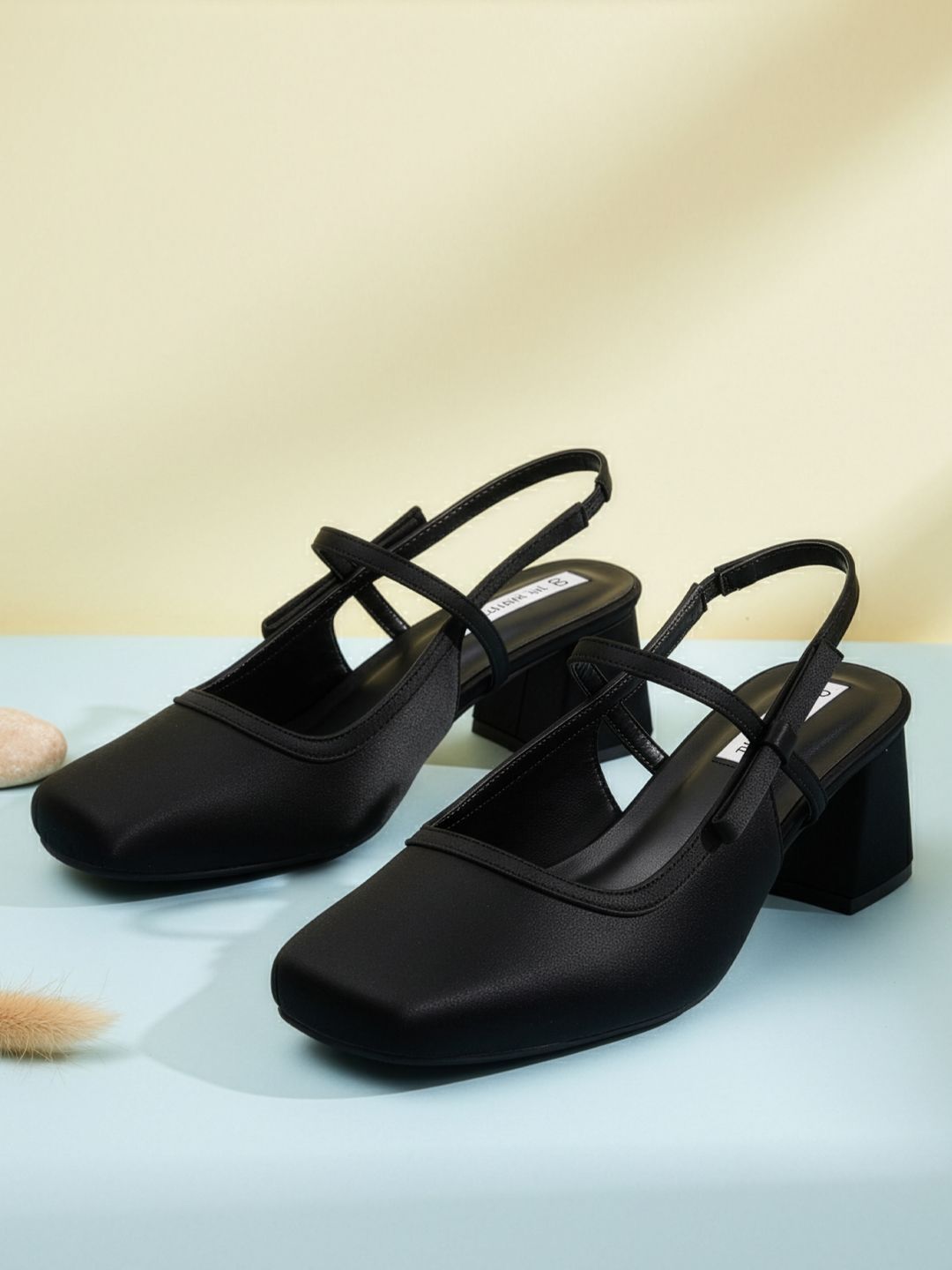 THE WHITE POLE Women Solid Square Toe Heels-picture-29