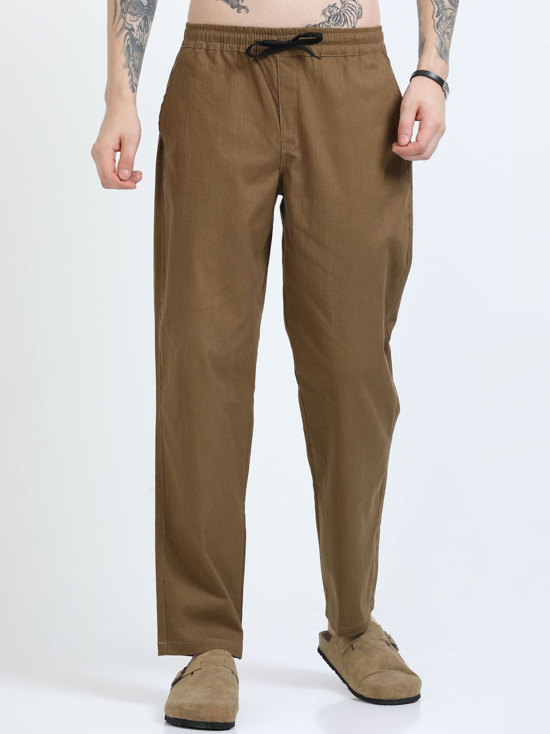 U.S. PITCHERS Men Straight Fit Mid-Rise Trousers-picture-31