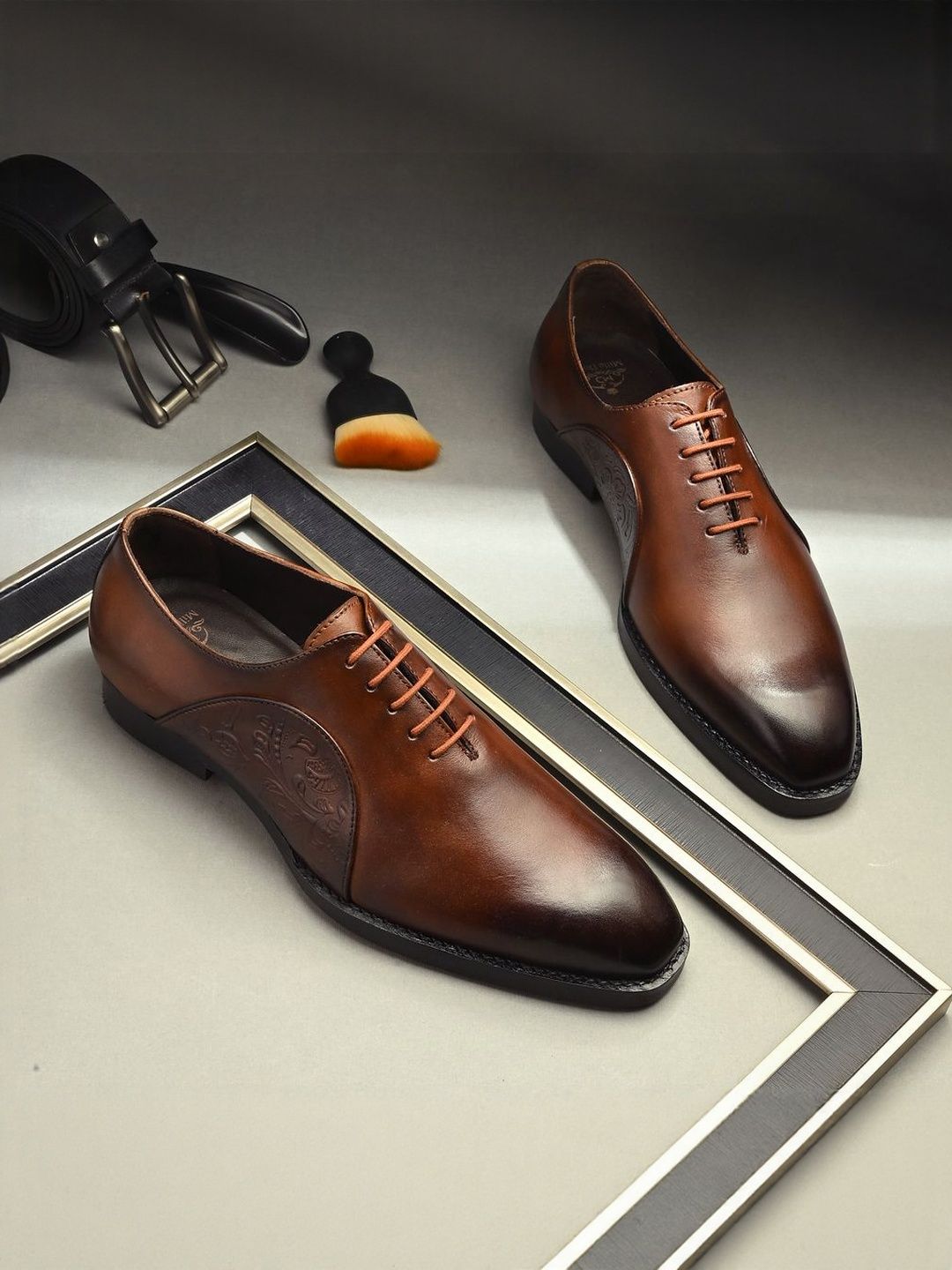 MILLE DOLLARI Men Textured Leather Formal Oxfords-picture-14