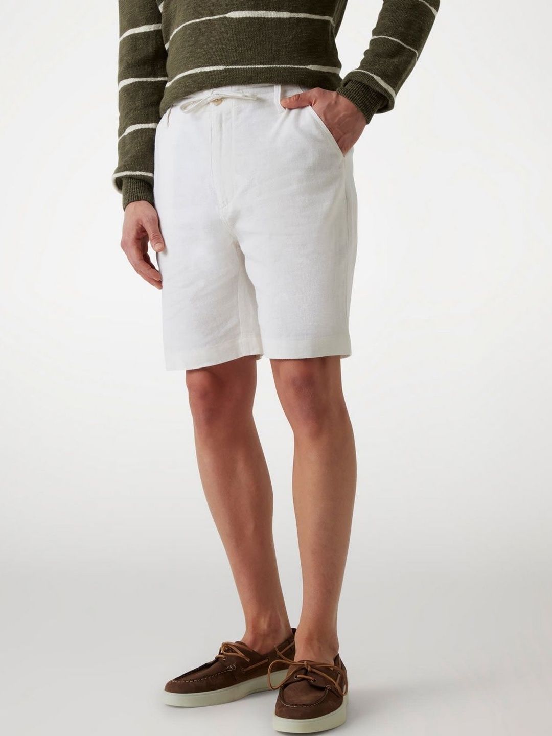 GUESS Men Regular Fit Mid-Rise Knee Length Button & Zip Fly Shorts-picture-13