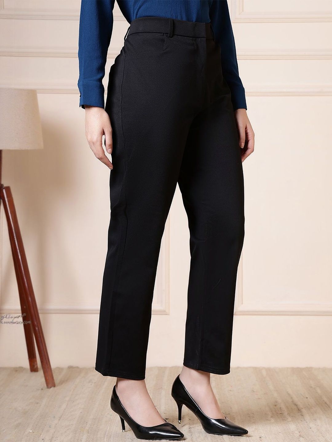 All About You Formals Women Tapered Fit High-Rise Wrinkle Free Trousers-picture-49