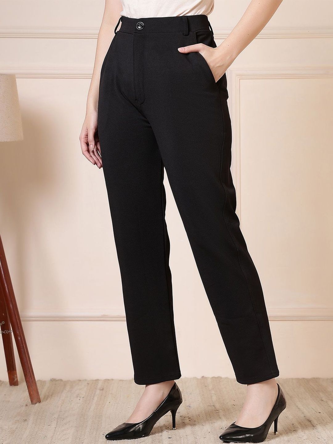 All About You Formals Women Slim Fit High-Rise Wrinkle Free Trousers-picture-23