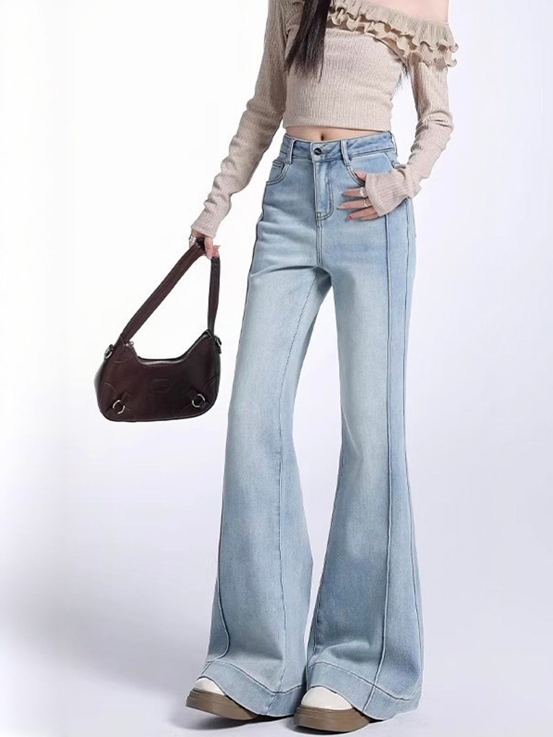 LULU & SKY Women Flared High-Rise Light Fade Jeans-picture-13