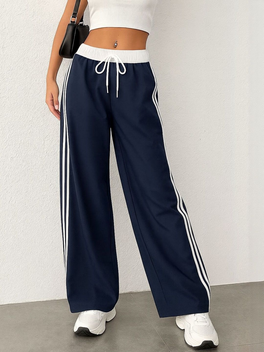 SAKHWALA Women Wide Leg Track Pants