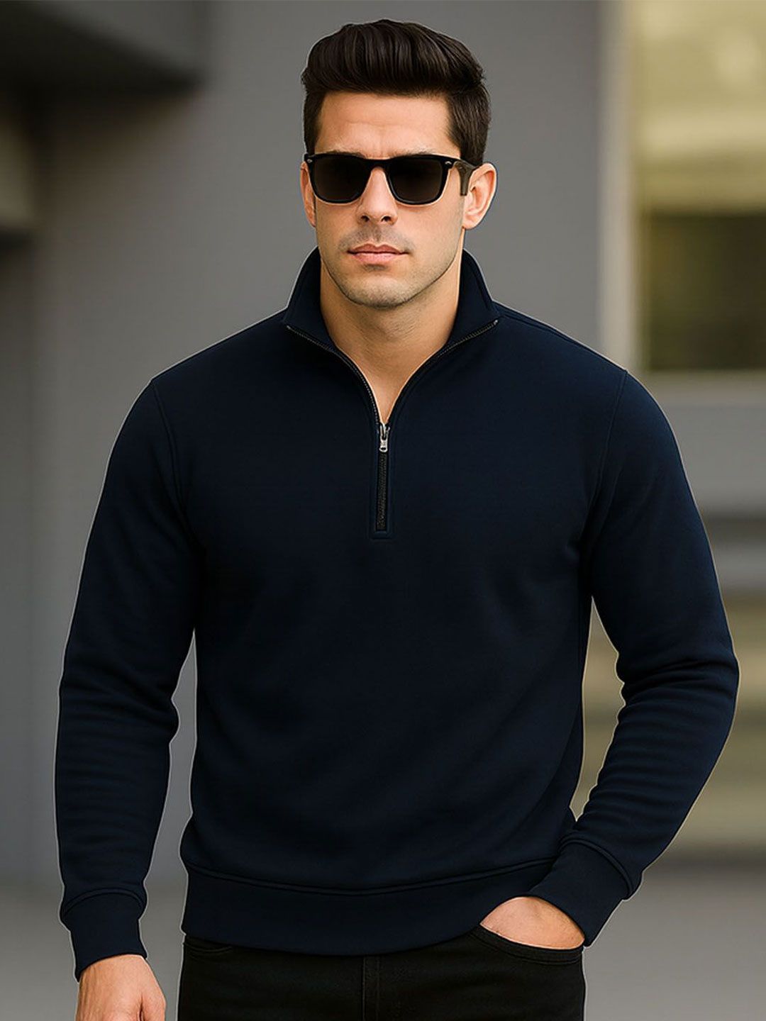 SZN Men Solid Mock collar Full Sleeves Pullover Sweatshirts-picture-15