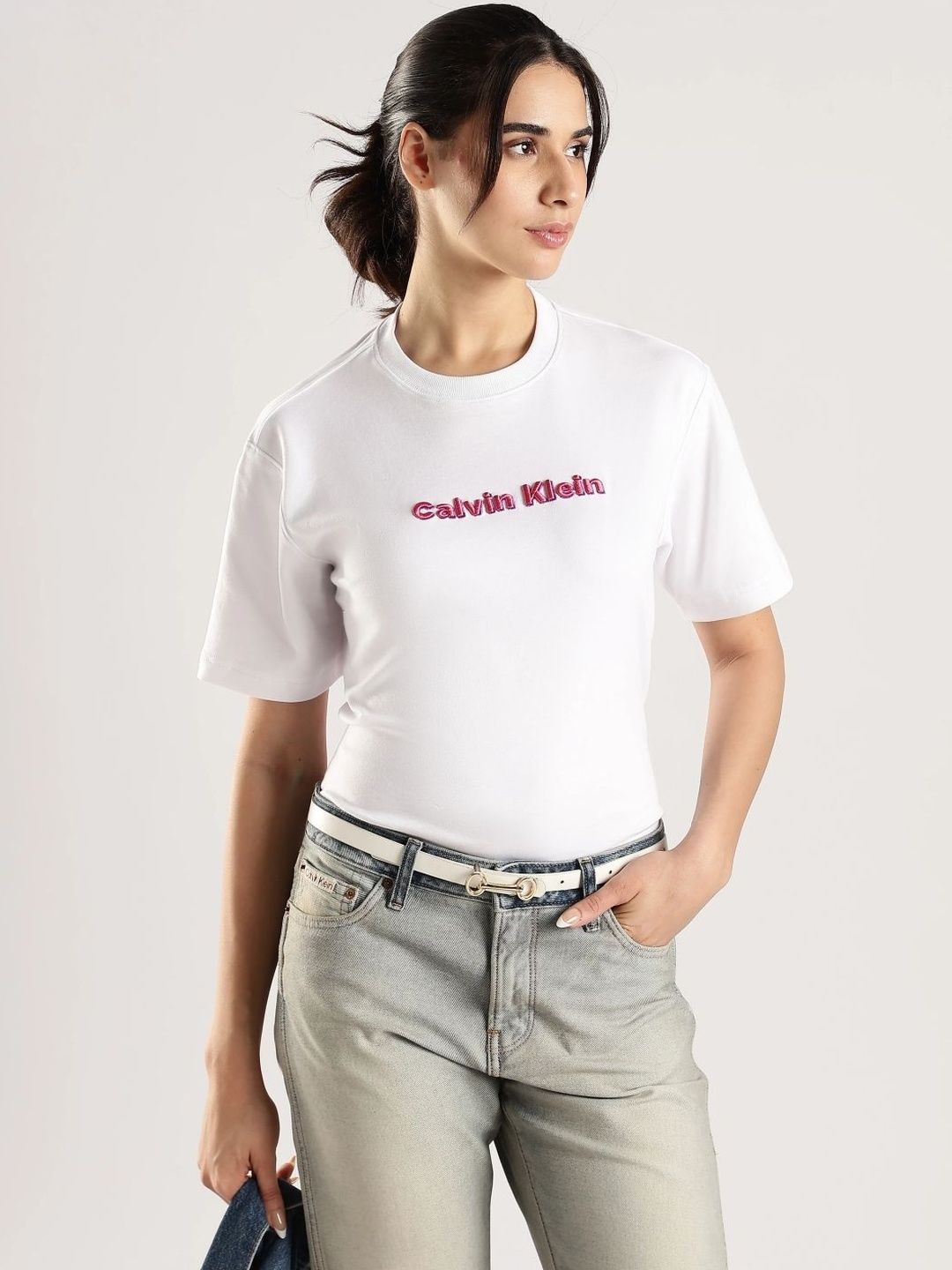 Calvin Klein Jeans Women Brand Logo Printed T-shirt-picture-19