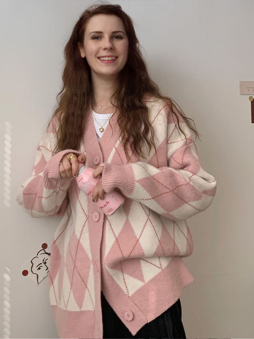 StyleCast Women Checked Printed V-Neck Long Sleeves Cardigan-image-26