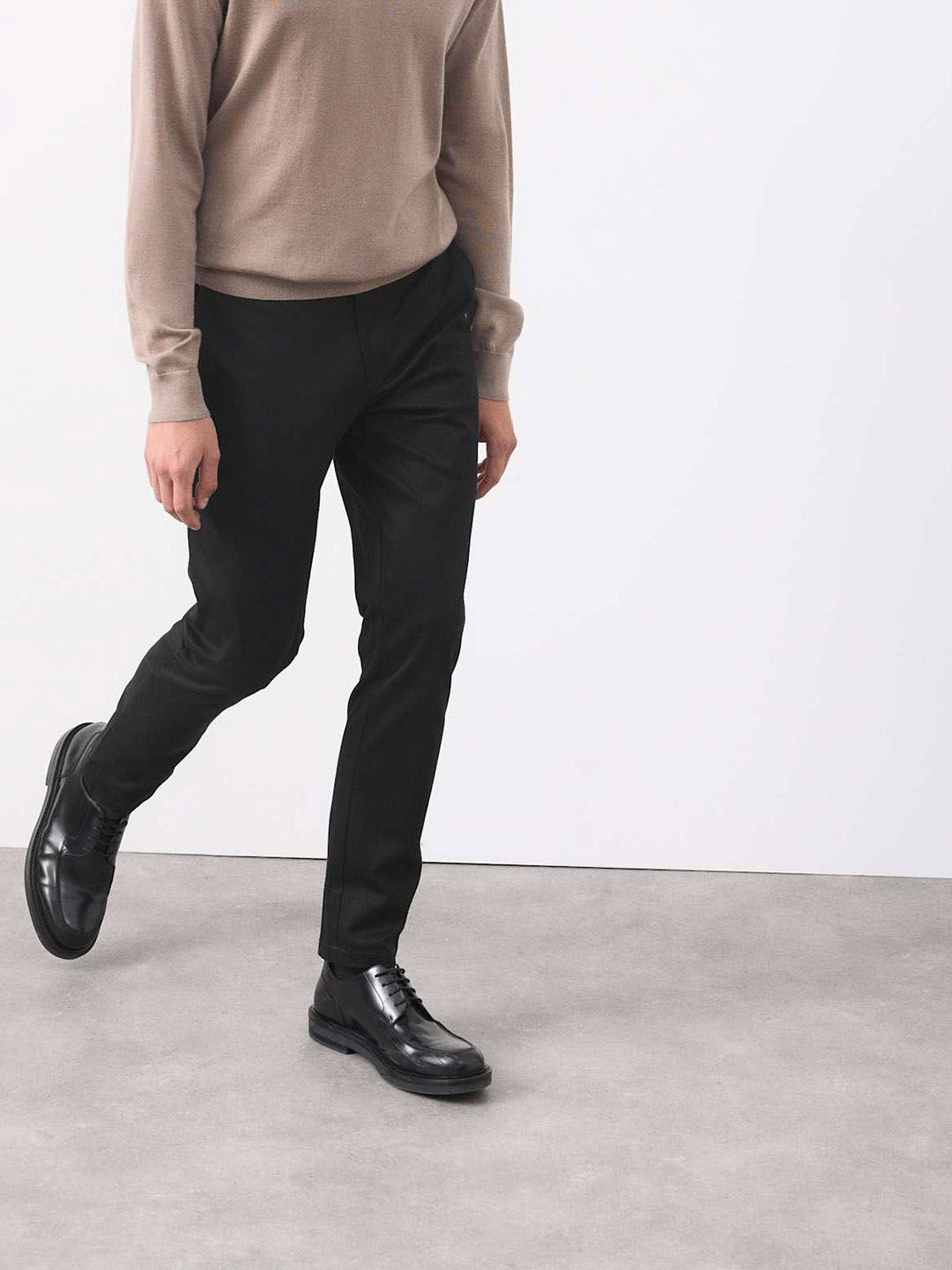 Marks & Spencer Men Cotton Mid-Rise Slim Fit Trousers-picture-45